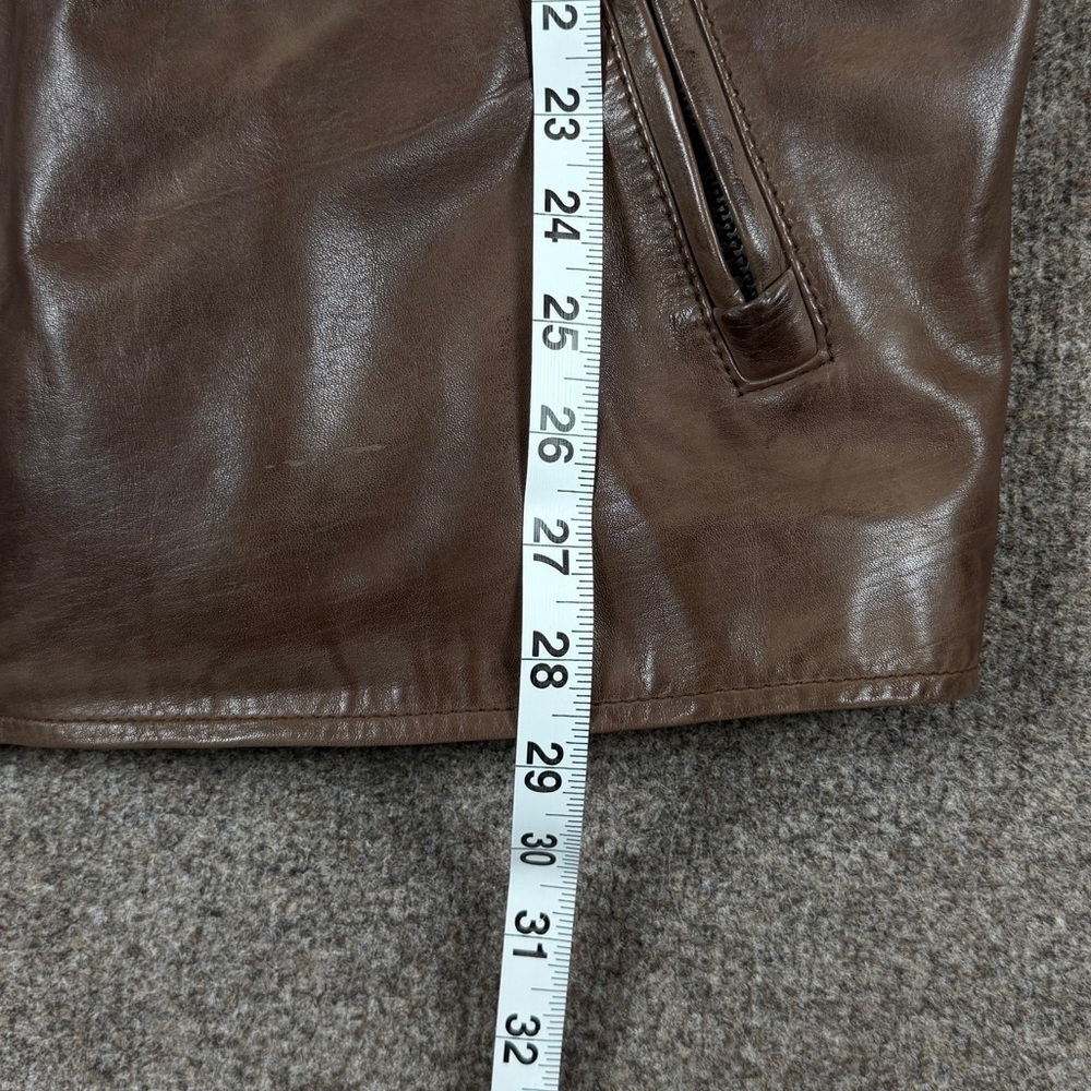 VTG Marc New York Brown Genuine Leather Harrington Jacket Men’s L Full Zip Coat - Picture 14 of 16